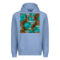 Colony Blue turquoise serape leopard seamless pattern Premium Hoodie - BundleAndBundleShop