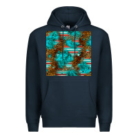 Navy turquoise serape leopard seamless pattern Premium Hoodie - BundleAndBundleShop