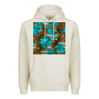 Oatmeal Heather turquoise serape leopard seamless pattern Premium Hoodie - BundleAndBundleShop