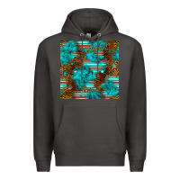 Smoke turquoise serape leopard seamless pattern Premium Hoodie - BundleAndBundleShop