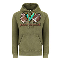 Vintage Olive Peace love football Vintage Hoodie - HowdyJamesFarm