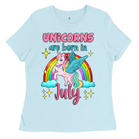 Baby Blue unicorns are born in july Ladies Tee - Jasminsmagicworld