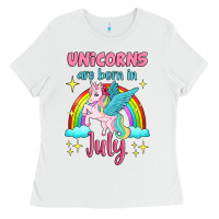 White unicorns are born in july Ladies Tee - Jasminsmagicworld