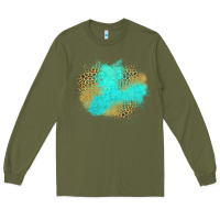 Army Green turquoise leopard patch Long Sleeve Tee - Jasminsmagicworld