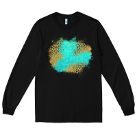 Black turquoise leopard patch Long Sleeve Tee - Jasminsmagicworld
