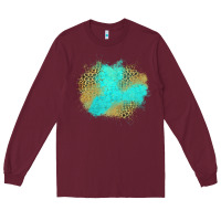 Burgundy turquoise leopard patch Long Sleeve Tee - Jasminsmagicworld