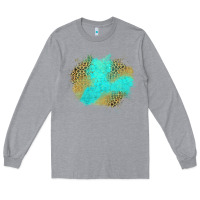 Heather Grey turquoise leopard patch Long Sleeve Tee - Jasminsmagicworld