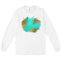 White turquoise leopard patch Long Sleeve Tee - Jasminsmagicworld