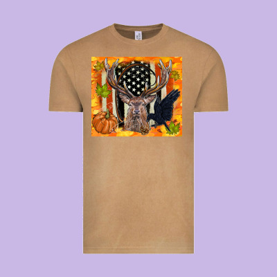 Crow And Deer Hunting Fall Camouflage Vintage Tee Designed By Tumblerdesignbyshophia