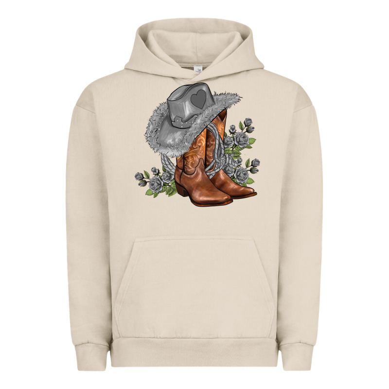 Gray Cowgirl And Roses Urban Hoodie by AdoDesignShop | Teevron