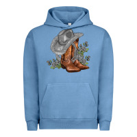 Pigment Pebble Blue gray cowgirl and roses Urban Hoodie - AdoDesignShop