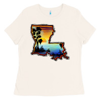 Bone louisiana  sunset map Ladies Tee - BarkalooDesign