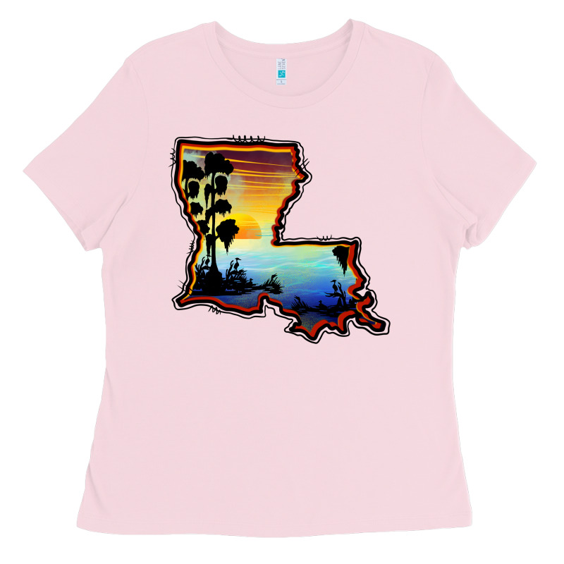 Louisiana  Sunset Map Ladies Tee by BarkalooDesign | Teevron