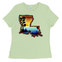 Matcha louisiana  sunset map Ladies Tee - BarkalooDesign