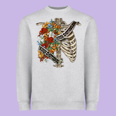 Kinda Emotionless Kinda Emotional Skeleton Chest Heavyweight Sweatshirt Designed By Fadigitalartstudio