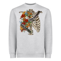 Heather Grey kinda emotionless kinda emotional skeleton chest Heavyweight Sweatshirt - FaDigitalArtStudio