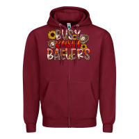 Burgundy Busy Raising Ballers Zipper Hoodie - CowhideDigitalArt