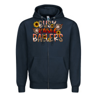 Navy Busy Raising Ballers Zipper Hoodie - CowhideDigitalArt