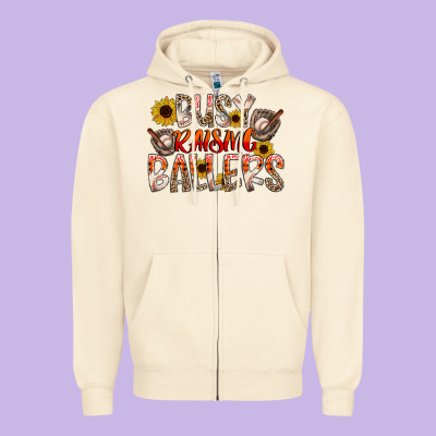 Busy Raising Ballers Zipper Hoodie Designed By Cowhidedigitalart