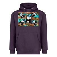 Plum Camouflage Baby Panda Heavyweight Hoodie - Artiststas