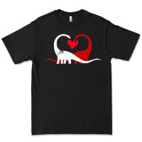 Black funny hearts love dinosaur valentine s day gift boys girls Premium Tee - minhPixels