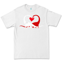 White funny hearts love dinosaur valentine s day gift boys girls Premium Tee - minhPixels