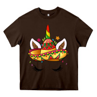 Chocolate Brown unicorn and sombrero Heavy Core Tee - LillyAllenDesigns