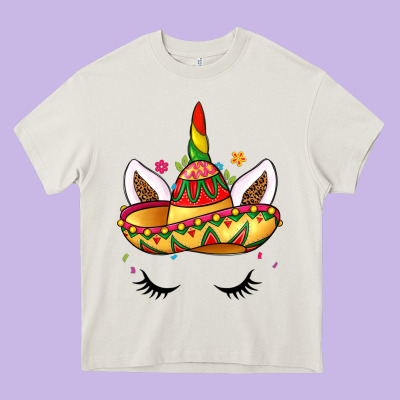 Unicorn And Sombrero Heavy Core Tee Designed By Lillyallendesigns