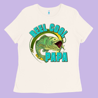 Reel Cool Papa Ladies Tee Designed By Jasminsmagicworld
