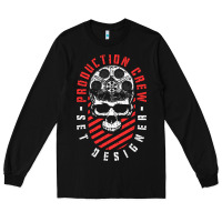 Black Production Crew Set Designer Movie Film Halloween Skull Long Sleeve Tee - minhPixels