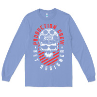 Colony Blue Production Crew Set Designer Movie Film Halloween Skull Long Sleeve Tee - minhPixels