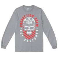 Heather Grey Production Crew Set Designer Movie Film Halloween Skull Long Sleeve Tee - minhPixels