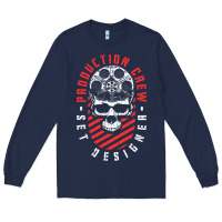 Navy Production Crew Set Designer Movie Film Halloween Skull Long Sleeve Tee - minhPixels