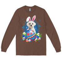 Chestnut Bunny Maltese With Egg Basket Easter Flower Hunting Egg Long Sleeve Tee - minhPixels