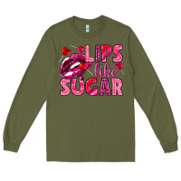 Army Green Lips like sugar Valentine's Day Long Sleeve Tee - HowdyJamesFarm
