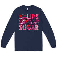 Navy Lips like sugar Valentine's Day Long Sleeve Tee - HowdyJamesFarm