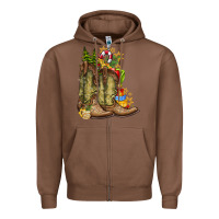 Chestnut Christmas Boots Zipper Hoodie - CowhideDigitalArt
