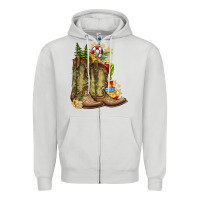 Dove Grey Christmas Boots Zipper Hoodie - CowhideDigitalArt