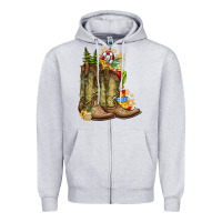 Heather Grey Christmas Boots Zipper Hoodie - CowhideDigitalArt
