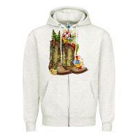 Oatmeal Heather Christmas Boots Zipper Hoodie - CowhideDigitalArt
