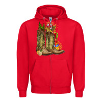 Red Christmas Boots Zipper Hoodie - CowhideDigitalArt