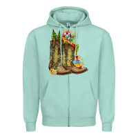 Seafoam Christmas Boots Zipper Hoodie - CowhideDigitalArt