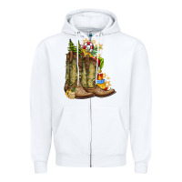 White Christmas Boots Zipper Hoodie - CowhideDigitalArt