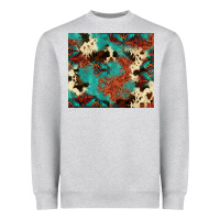 Heather Grey Serape Turquoise Glitter Cowhide  Tooled Leather  Tumbler Heavyweight Sweatshirt - FaDigitalArtStudio