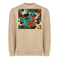 Mushroom Serape Turquoise Glitter Cowhide  Tooled Leather  Tumbler Heavyweight Sweatshirt - FaDigitalArtStudio