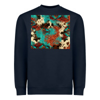 Navy Serape Turquoise Glitter Cowhide  Tooled Leather  Tumbler Heavyweight Sweatshirt - FaDigitalArtStudio
