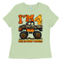 I'm Four This Is How I Roll Monster Truck Birthday Ladies Tee | Teevron