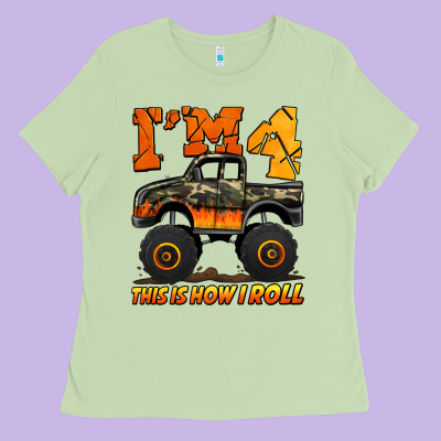 I'm Four This Is How I Roll Monster Truck Birthday Ladies Tee Designed By Jasminsmagicworld