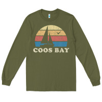 Army Green Coos Bay Or Vintage Sailboat 70S Throwback Sunset Long Sleeve Tee - minhPixels