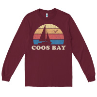 Burgundy Coos Bay Or Vintage Sailboat 70S Throwback Sunset Long Sleeve Tee - minhPixels